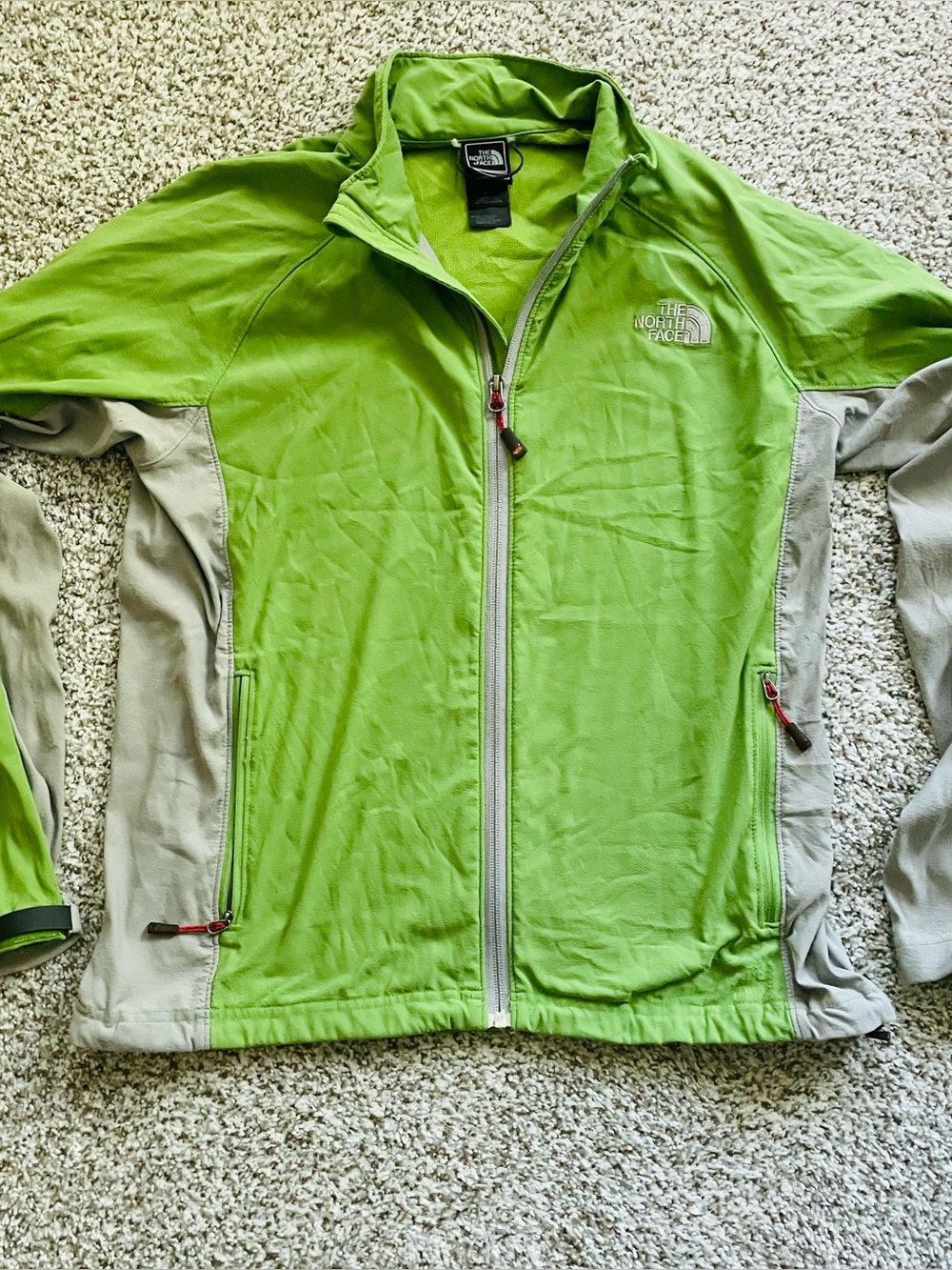 The North Face Lime Green and Gray Zip-Front Utility Jacket size L